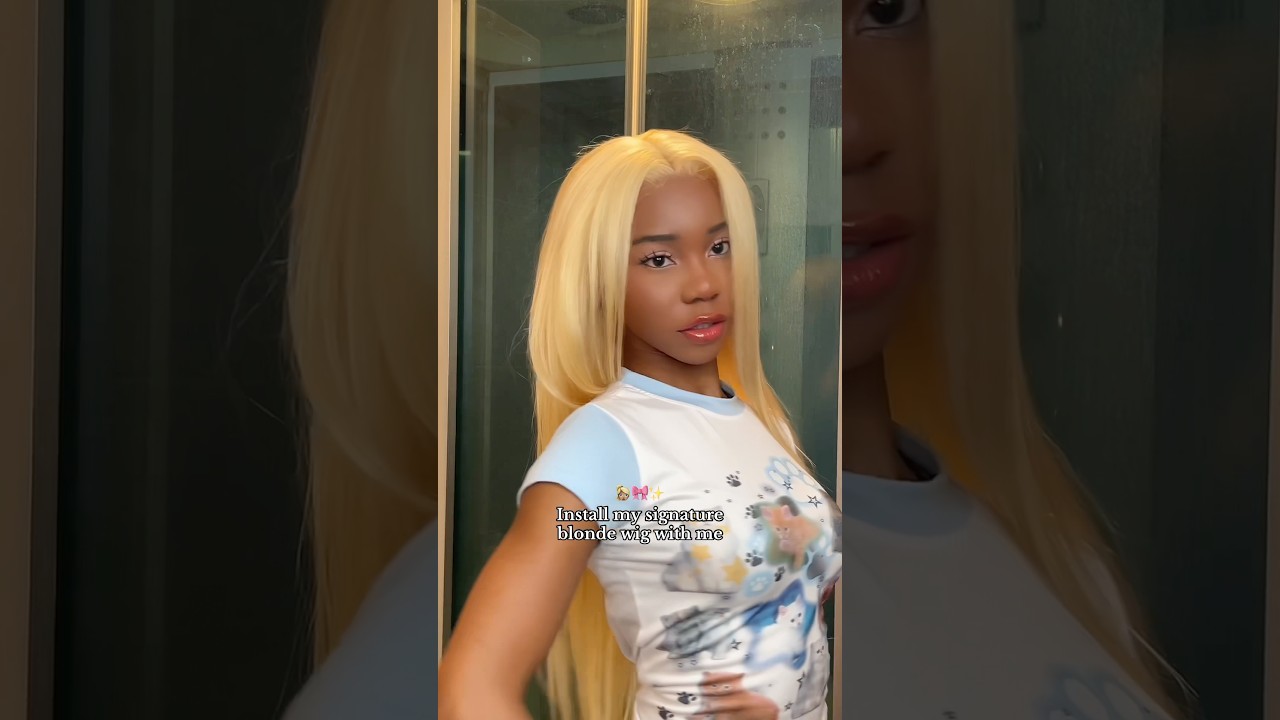 My simple wig install process🌸 #wiginstall #wiginstalltutorial #blondewig #blondewigblackgirl