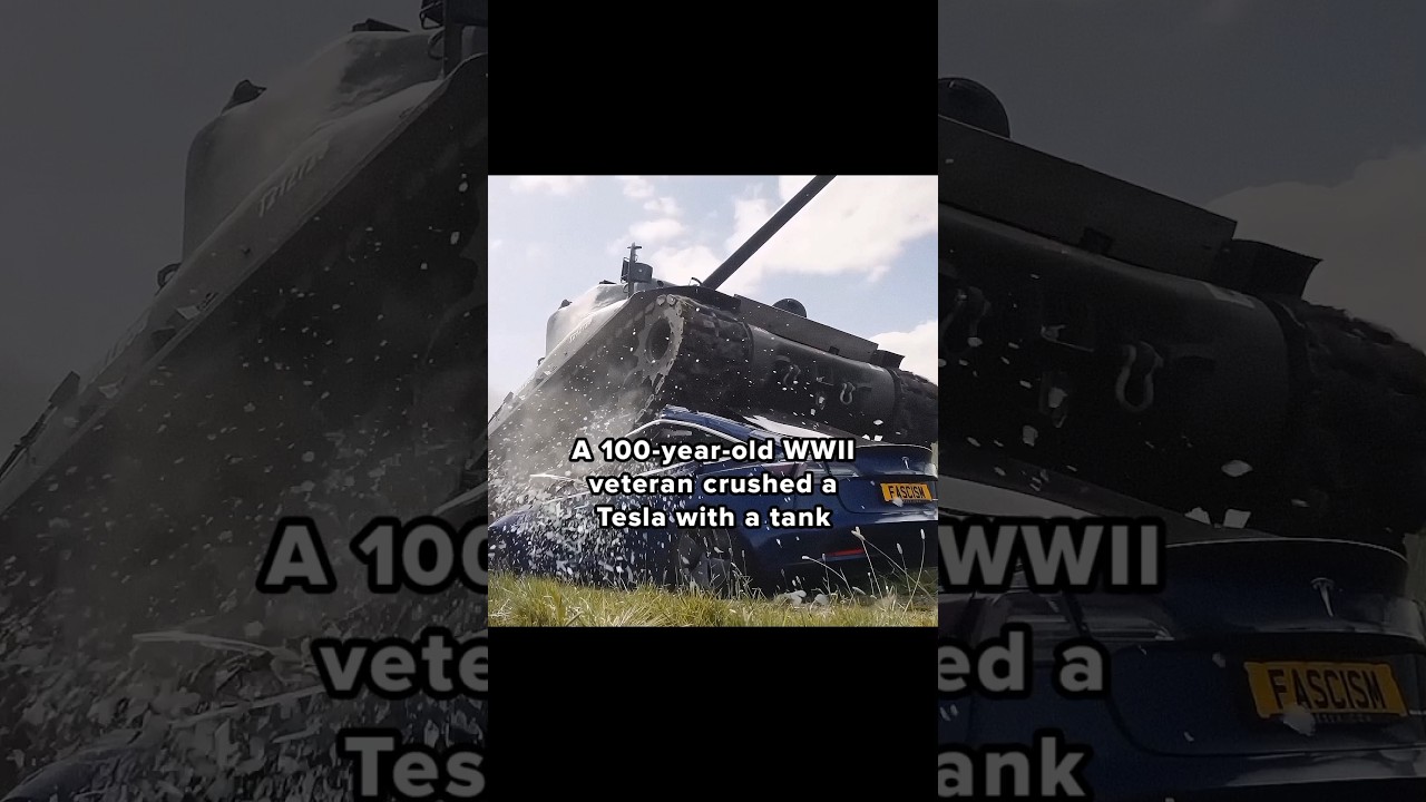 WWII Veteran Crushes Tesla With Tank