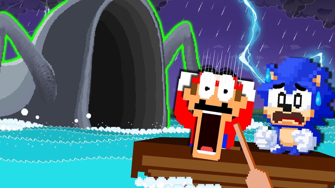 Mario & Sonic Vs STRONGEST Sea Monster in Super Mario (WE SWAM TOO FAR IN THE OCEAN)