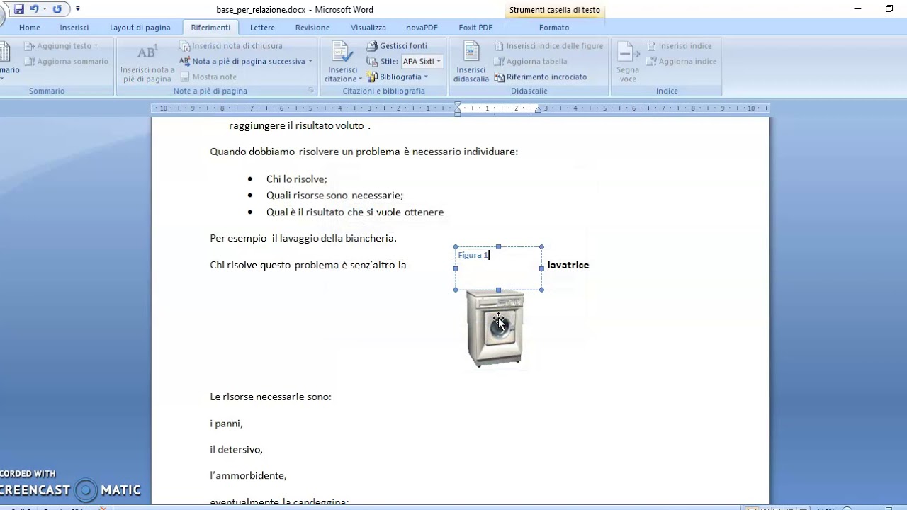 FARE UNA RELAZIONE CON  WORD