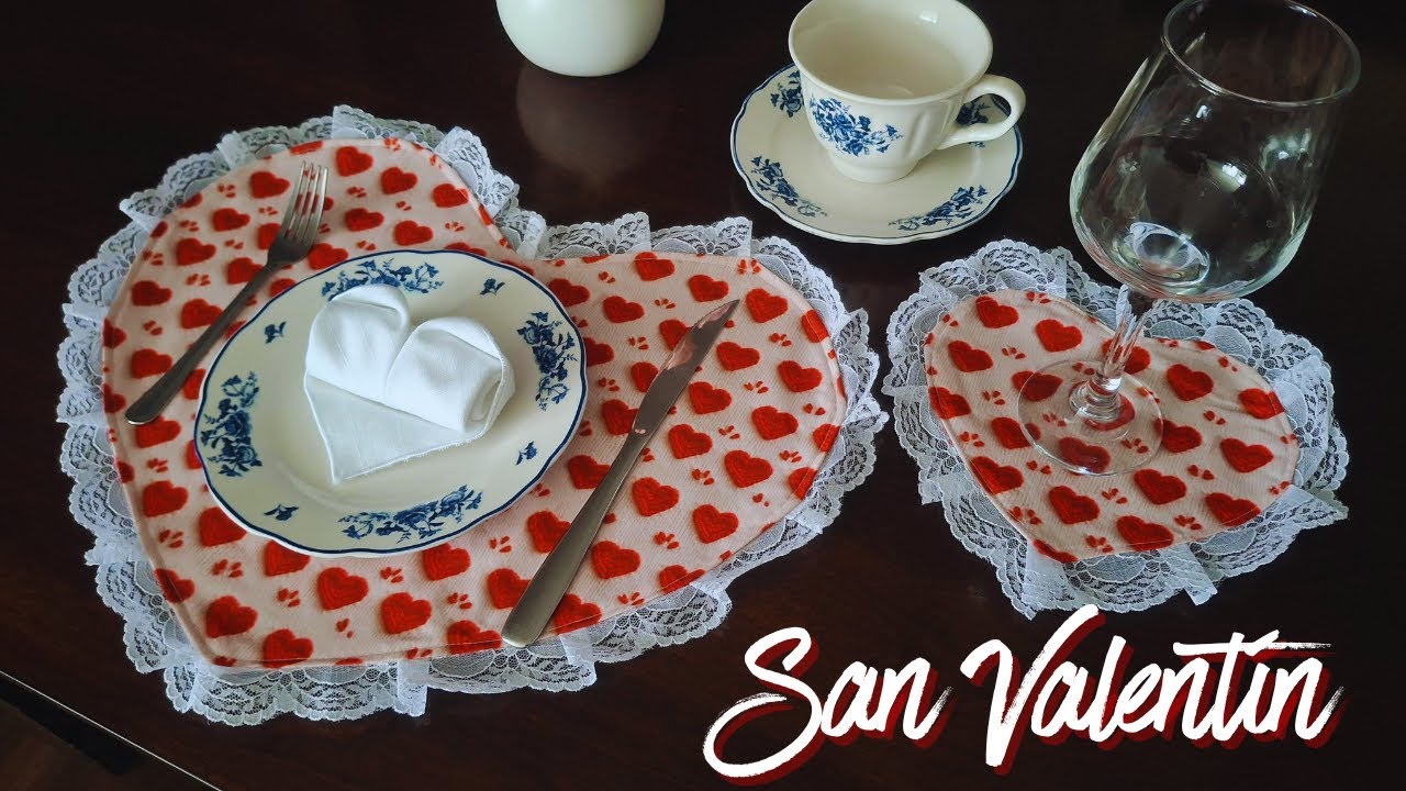 Decora tu Mesa con Amor ❤️ Set de Individual y Portavasos para San Valentín | Manualidad DIY