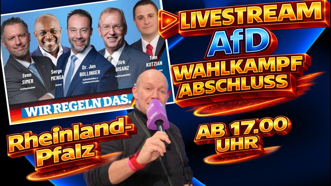 ‼️ LIVE AfD MEGA EVENT ‼️ Wahlkampfabschluss in Kaiserslautern mit Serge Menga
