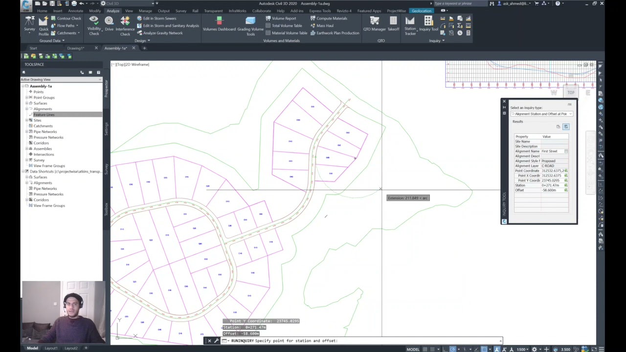 Civil 3D Inquiry Tool, Two Viewports, Station Tracker