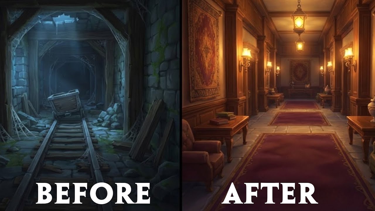 Transforming a SCARY Hytale Mineshaft into a LUXURY Mansion