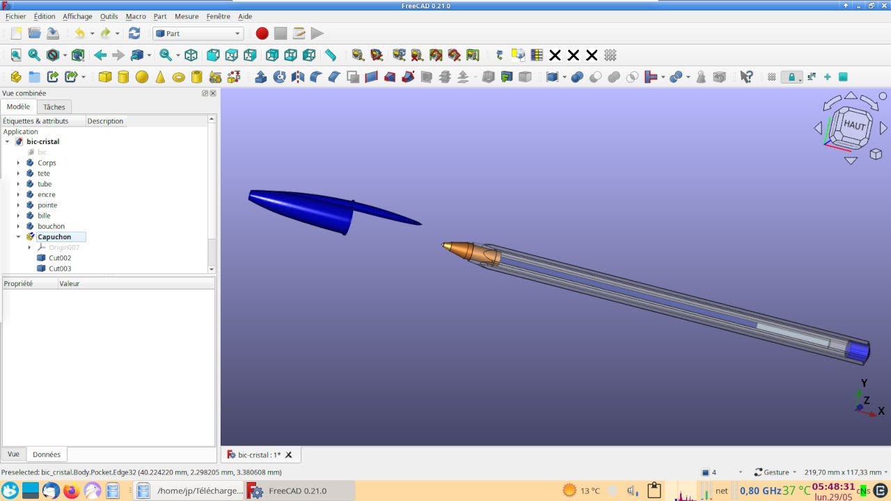 FreeCAD 0.21- 0.20 Modéliser un 