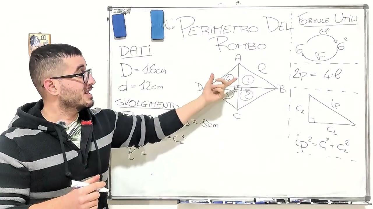 Rombo: calcolare il perimetro usando il teorema di Pitagora