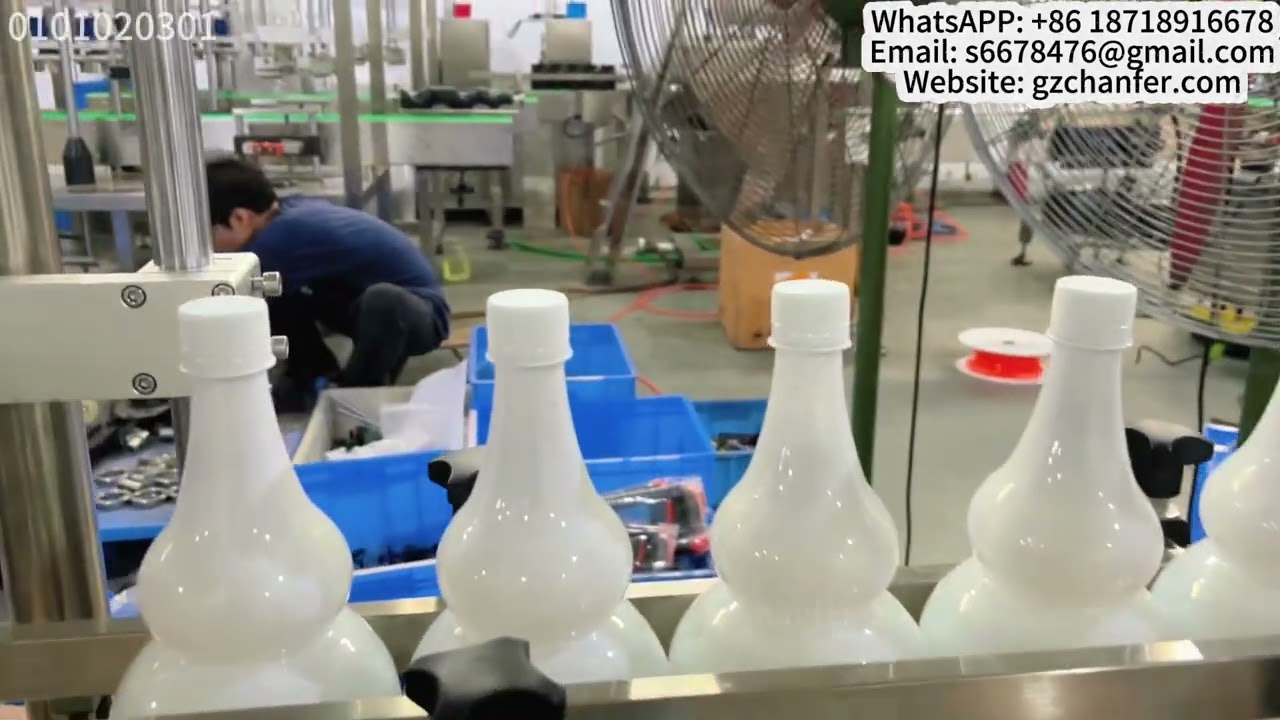 Bottle packaging production line with liquid filling and capping machine #machine #factory 