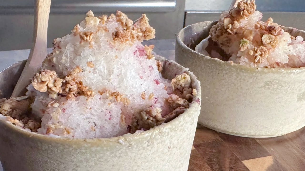 Shaved Frozen Peach Yogurt with Homemade Granola - Simple & Delicious!
