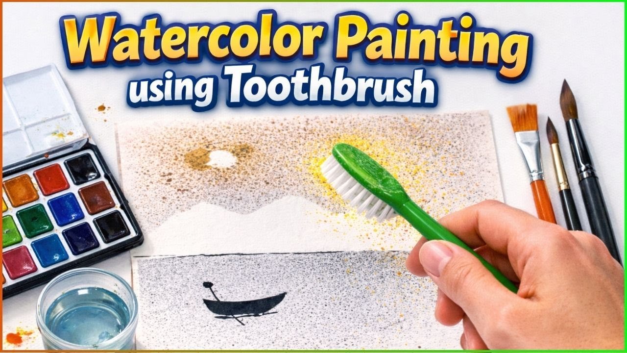 Watercolor painting with Tooth brush | Bhavyas Arts