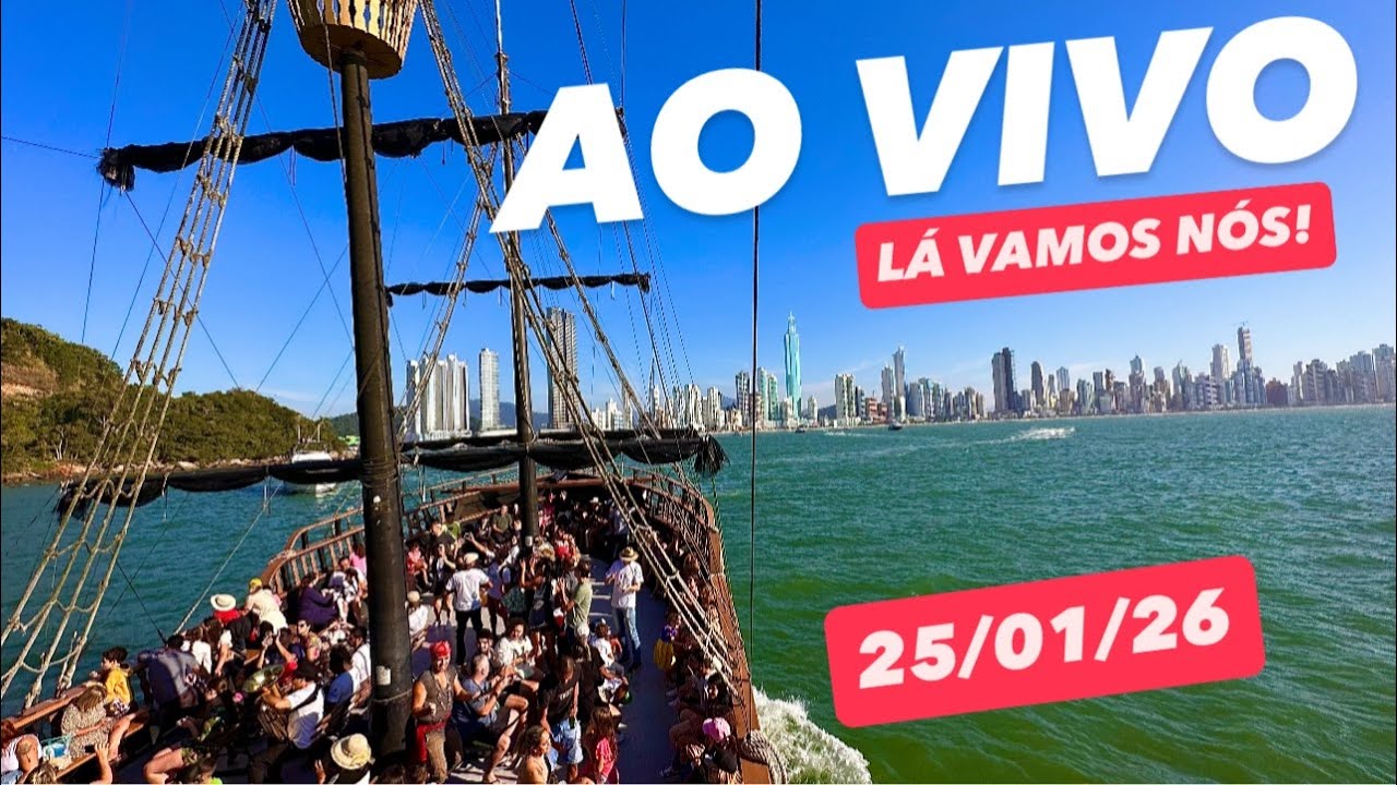 BALNEÁRIO CAMBORIÚ AO VIVO  BARCO PIRATA - Passeio pela Orla e Praia de Laranjeiras!
