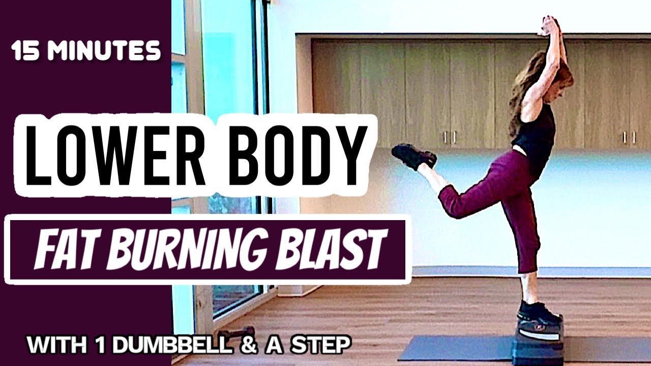 15 Min LOWER BODY FAT BURNING WORKOUT | Dumbbell + Step HIIT | 2 Circuits | Let’s get energized!😅