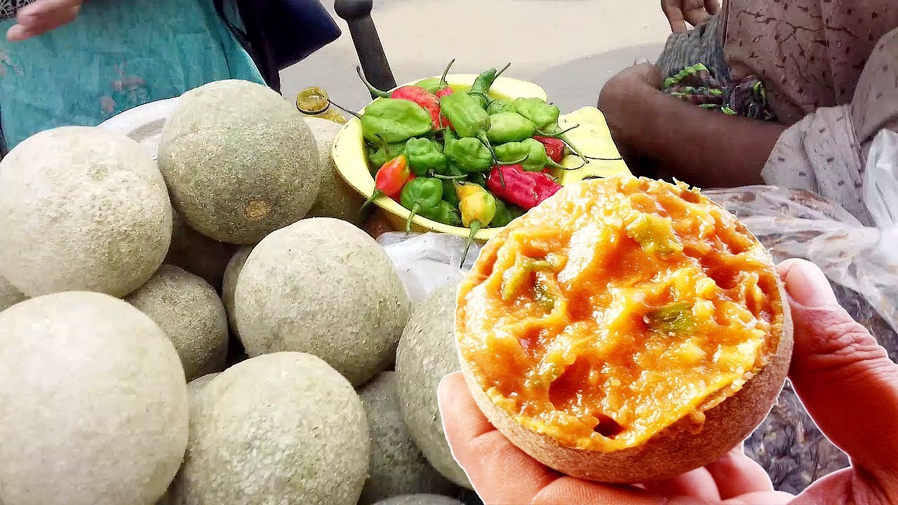 Wood Apple Masala Bel Vorta Tasty Street Food of Dhaka | Popular Fruits in Bangladeshi Street Food