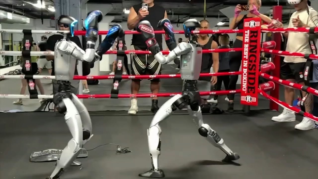 VR-controlled fighting humanoid robots battle in San Francisco