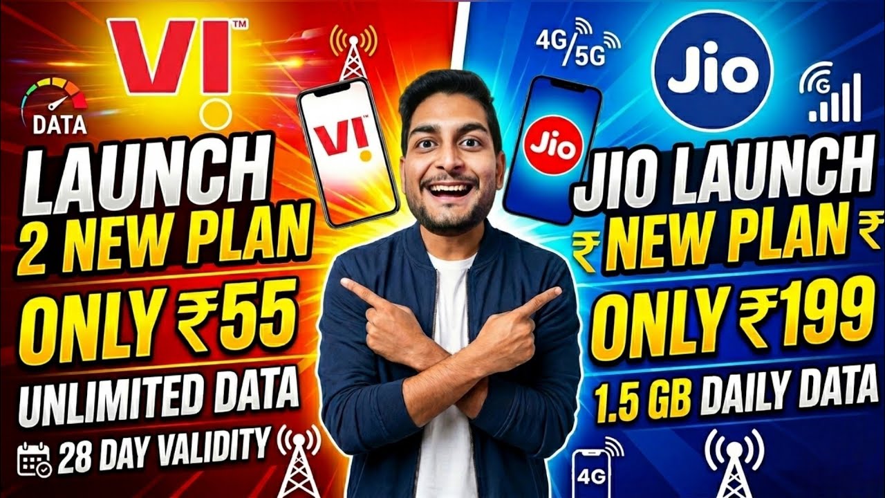 Vi 2 New Plan Launch Only ₹55 Unlimited Data 28 Day Validity| Jio ₹199 New Plan Launch 