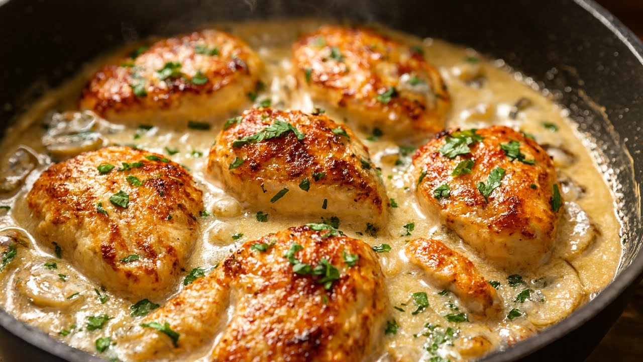 This Creamy Mushroom Chicken Went WAY Harder Than I Expected🍗🍄
