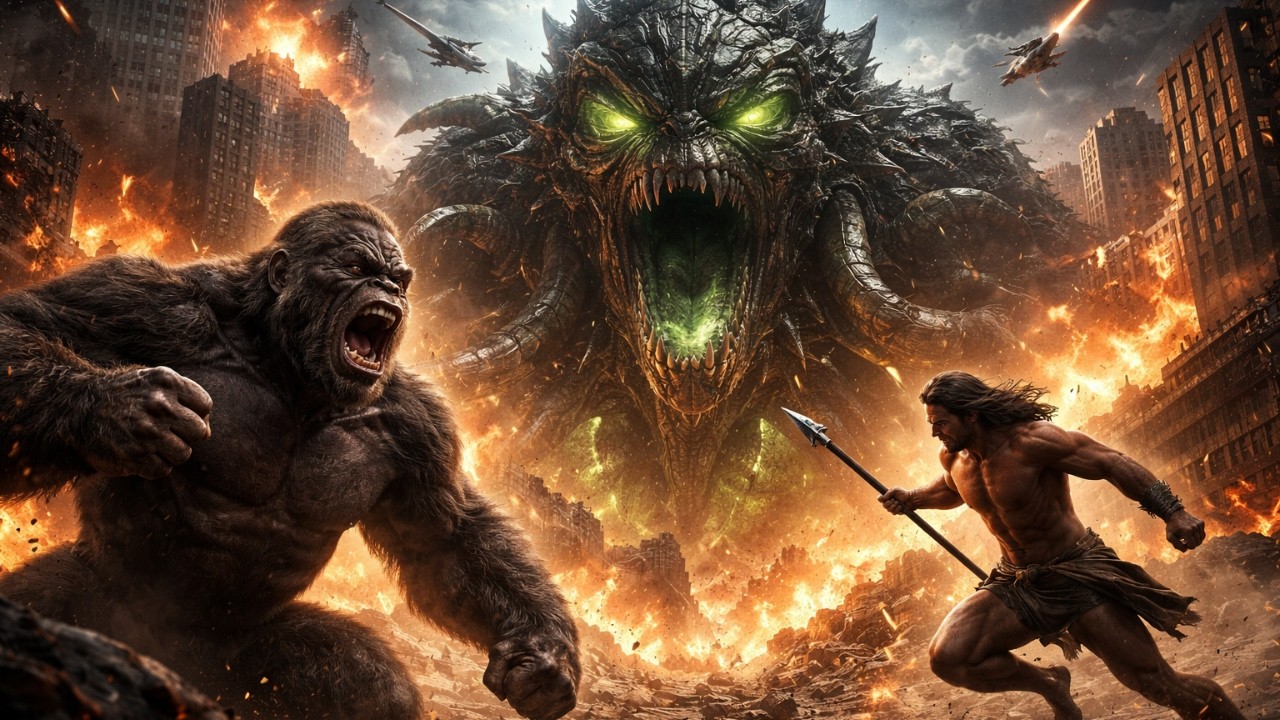 planet monster attacks earth only kong & tarzan can stop it