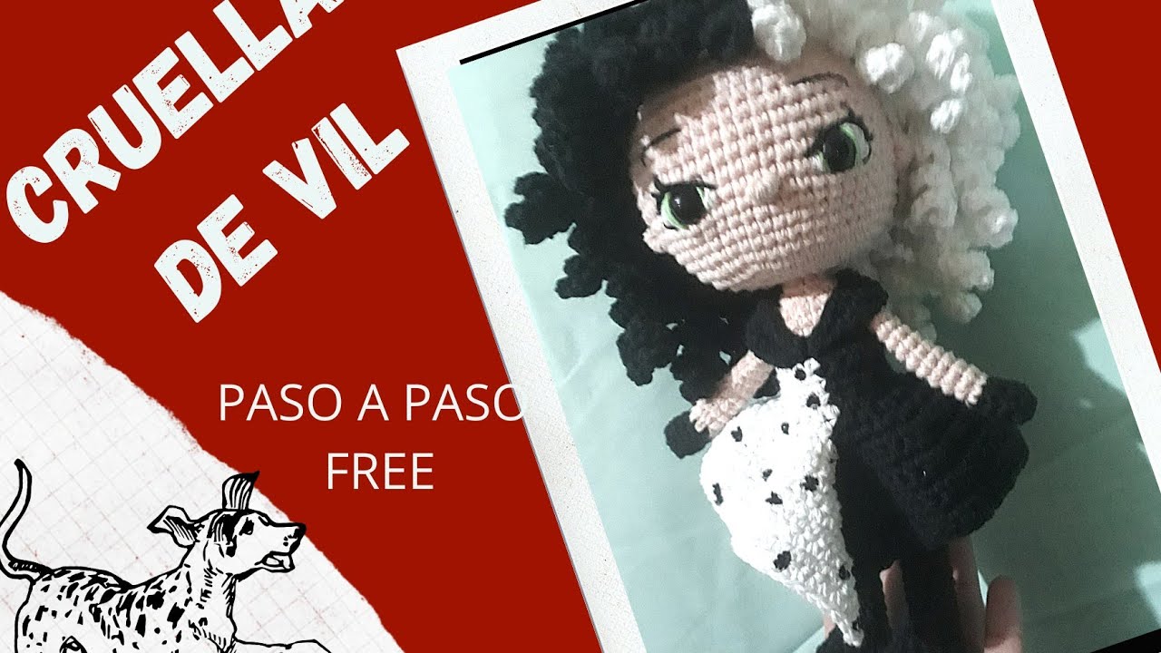 CRUELLA AMIGURUMI  Pelo para Cruella de Vil #TejiendoBonito ·CRUELLAAMIGURUMI