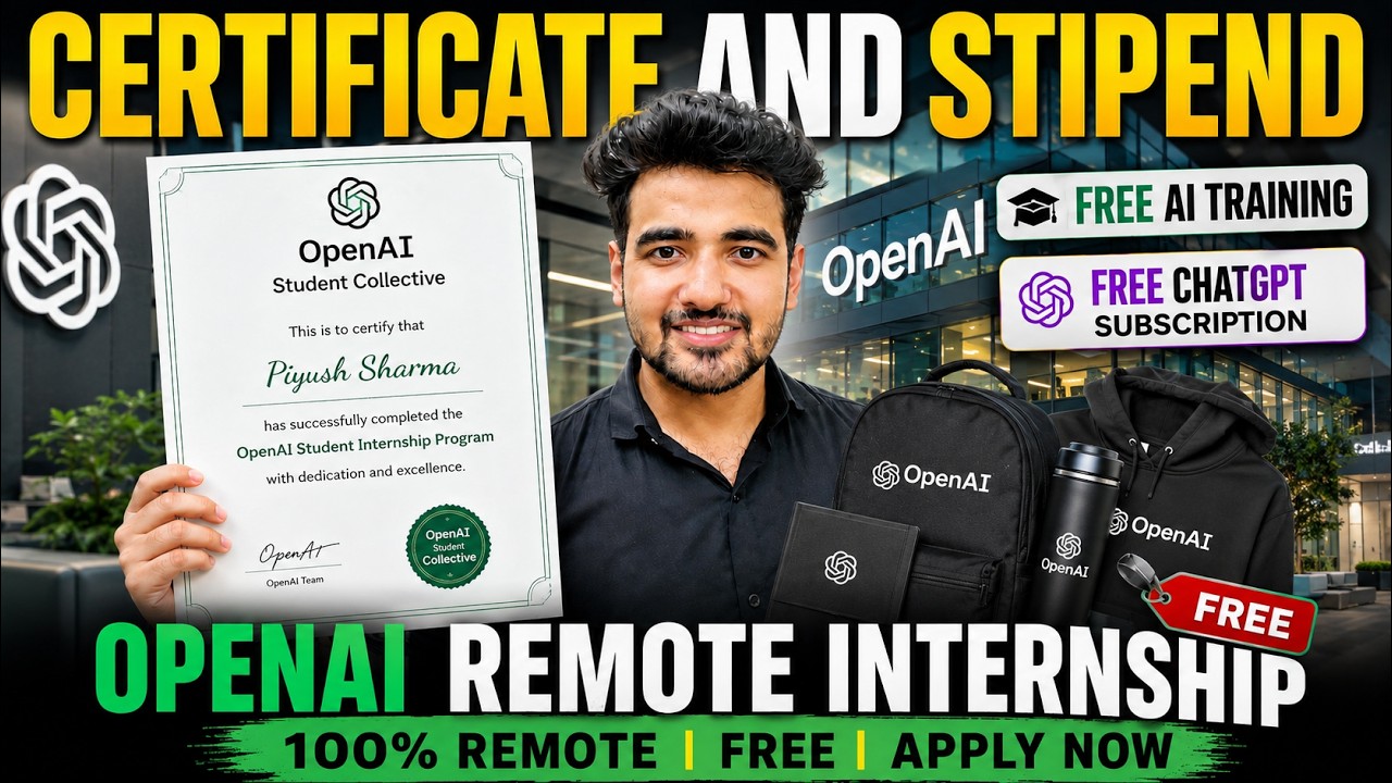 OpenAI Remote Internships | No Exam, No Fees | Free AI Training, Stipend, Certificate & Free Swags