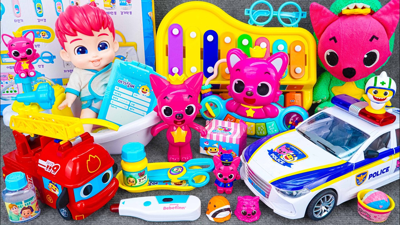 Satisfying Unboxing & Review Miniature Pinkfong Police Car Set Toys | ASMR