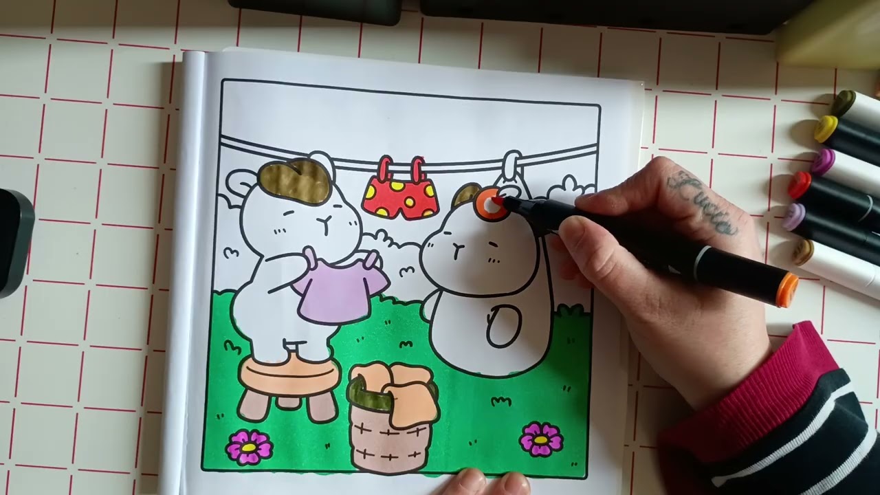 ASMR/ capy bara ✏️✏️ COLOR with me / relax coloring ❤️❤️ 