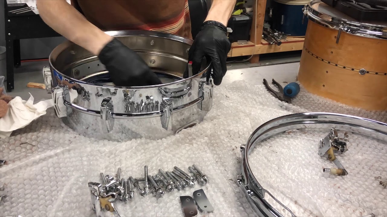Steve Maxwell Vintage Drums - Harold Jones Ludwig Super Sensitive Snare Cleaning Time Lapse!