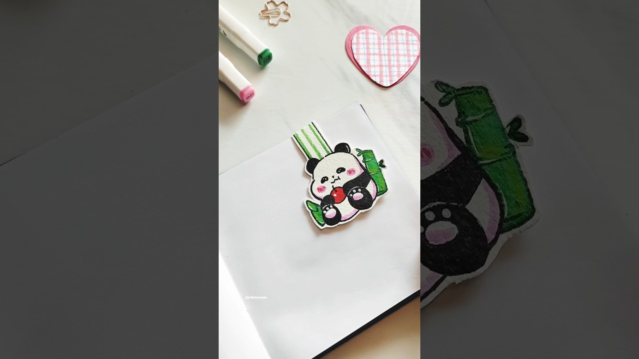 Cute panda bookmark #viralvideo #diy #bookmark #panda #drawing