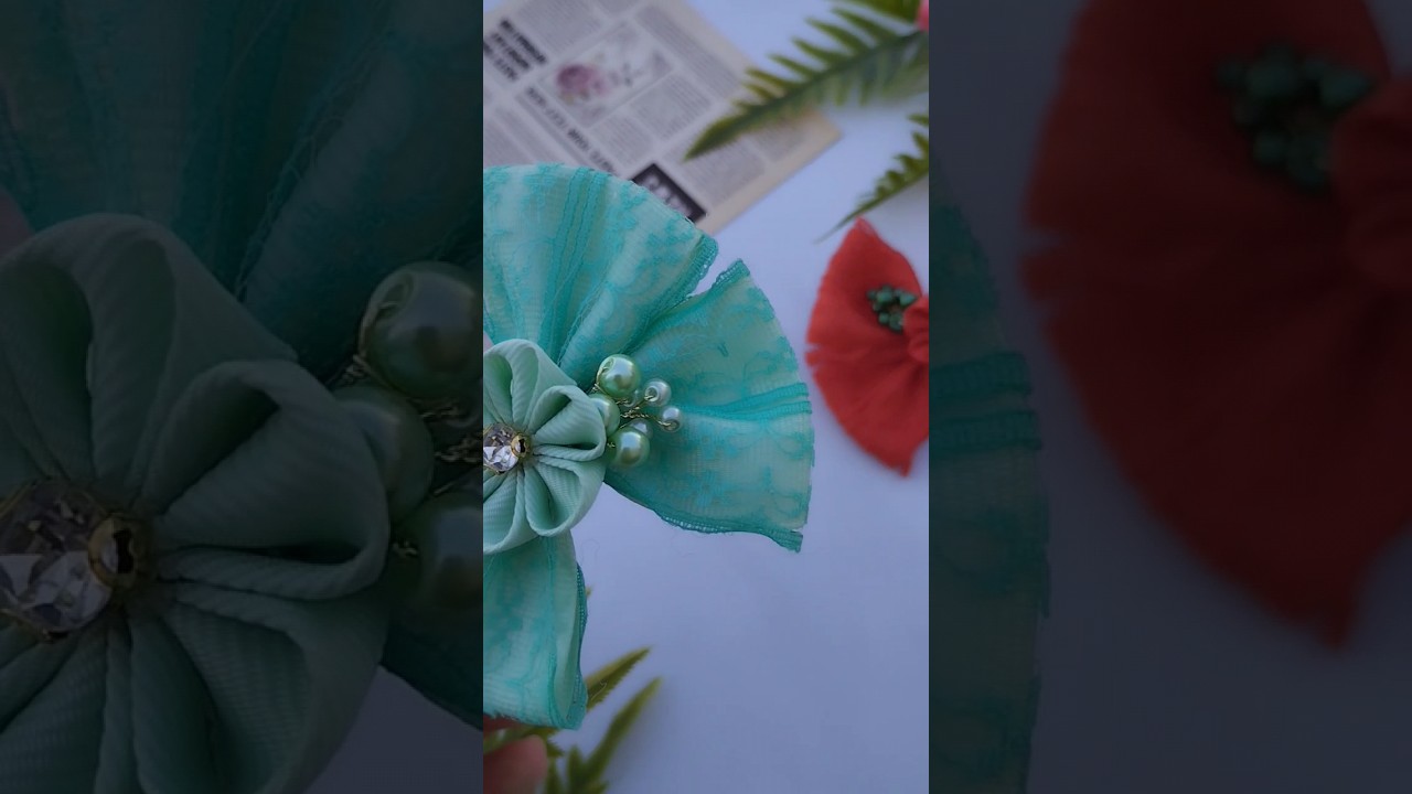 ribbon bow #kanzashiflower #shorts #hairaccessories #diy