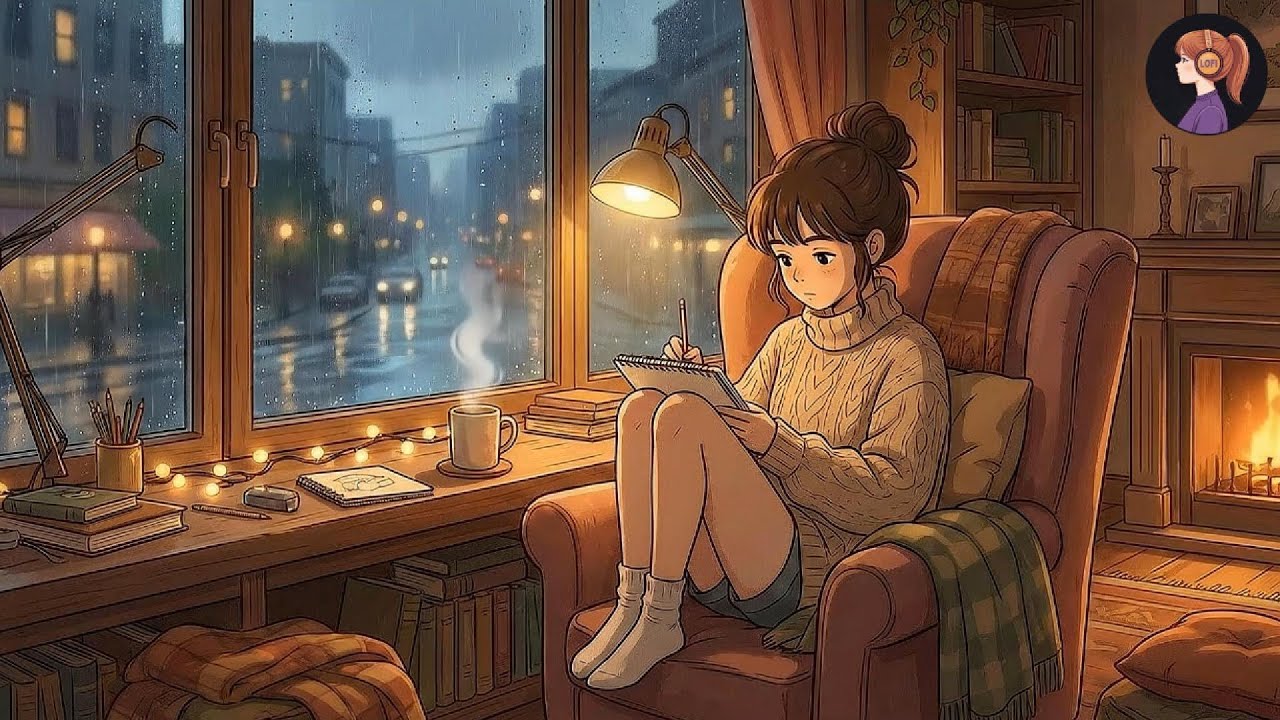 1 Hour Cozy Lofi Study 🌧️✏️ | Rainy Night by the Window | Focus & Relax