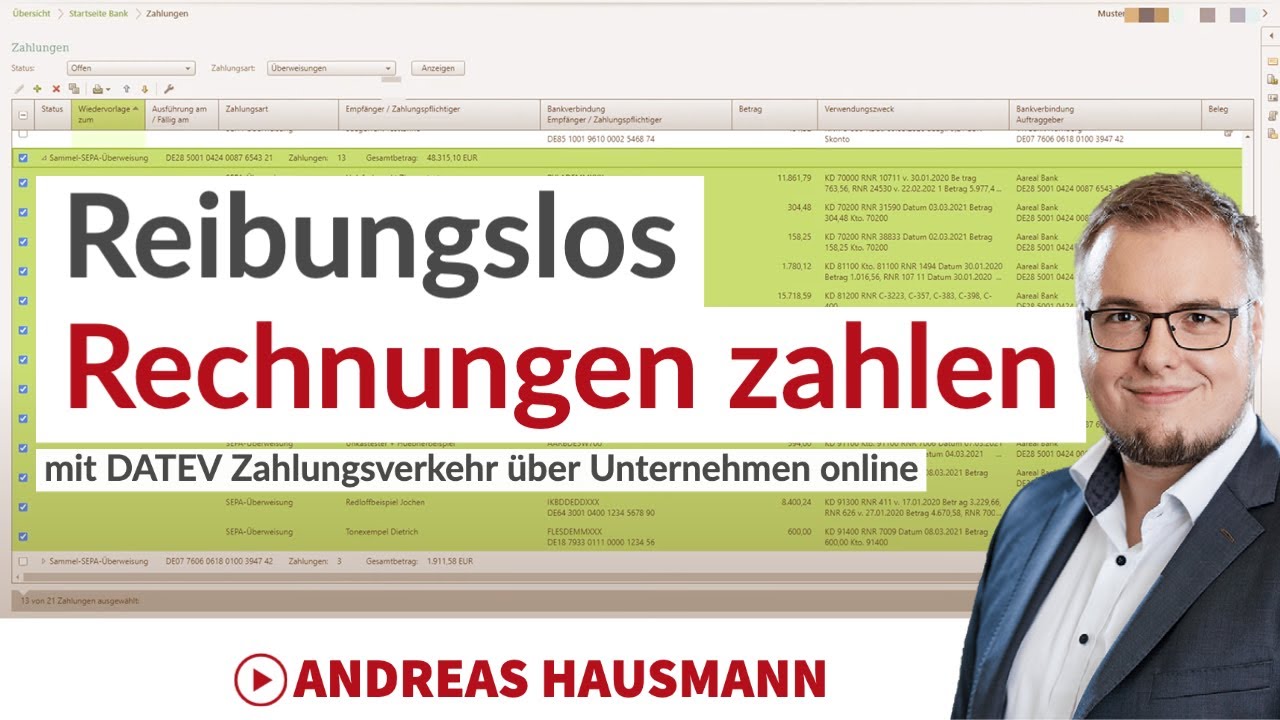 Reibungslos Rechnungen bezahlen über DATEV Unternehmen online in Verbindung mit DATEV Rechnungswesen