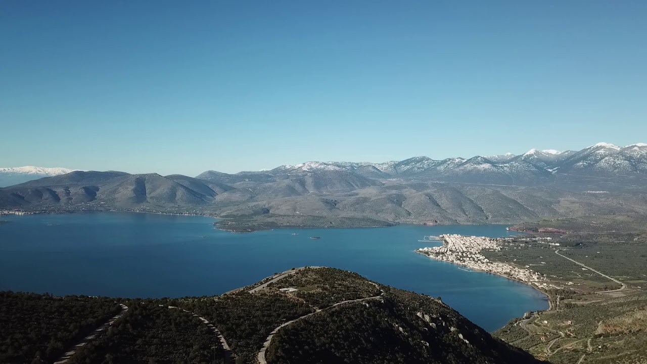 Drone Flight over the Mountains of Fokida, Greece. Itea & Galaxidi