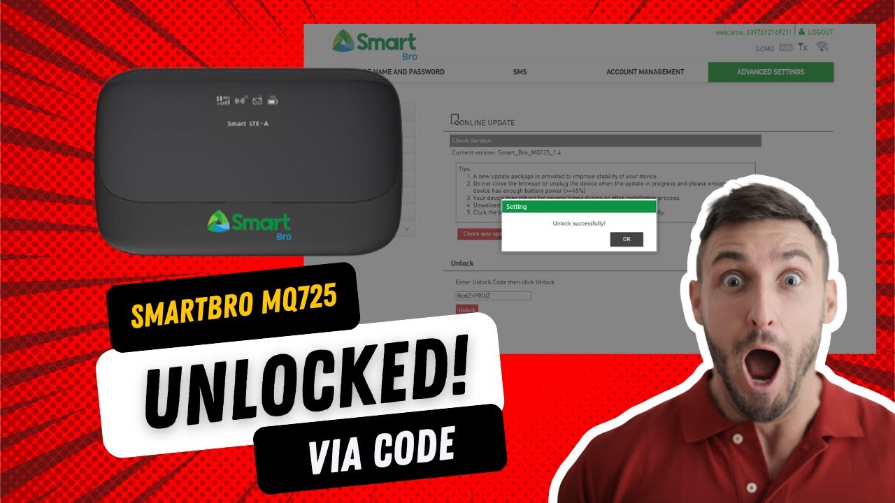 SmartBro MQ725 - Unlocking via Code