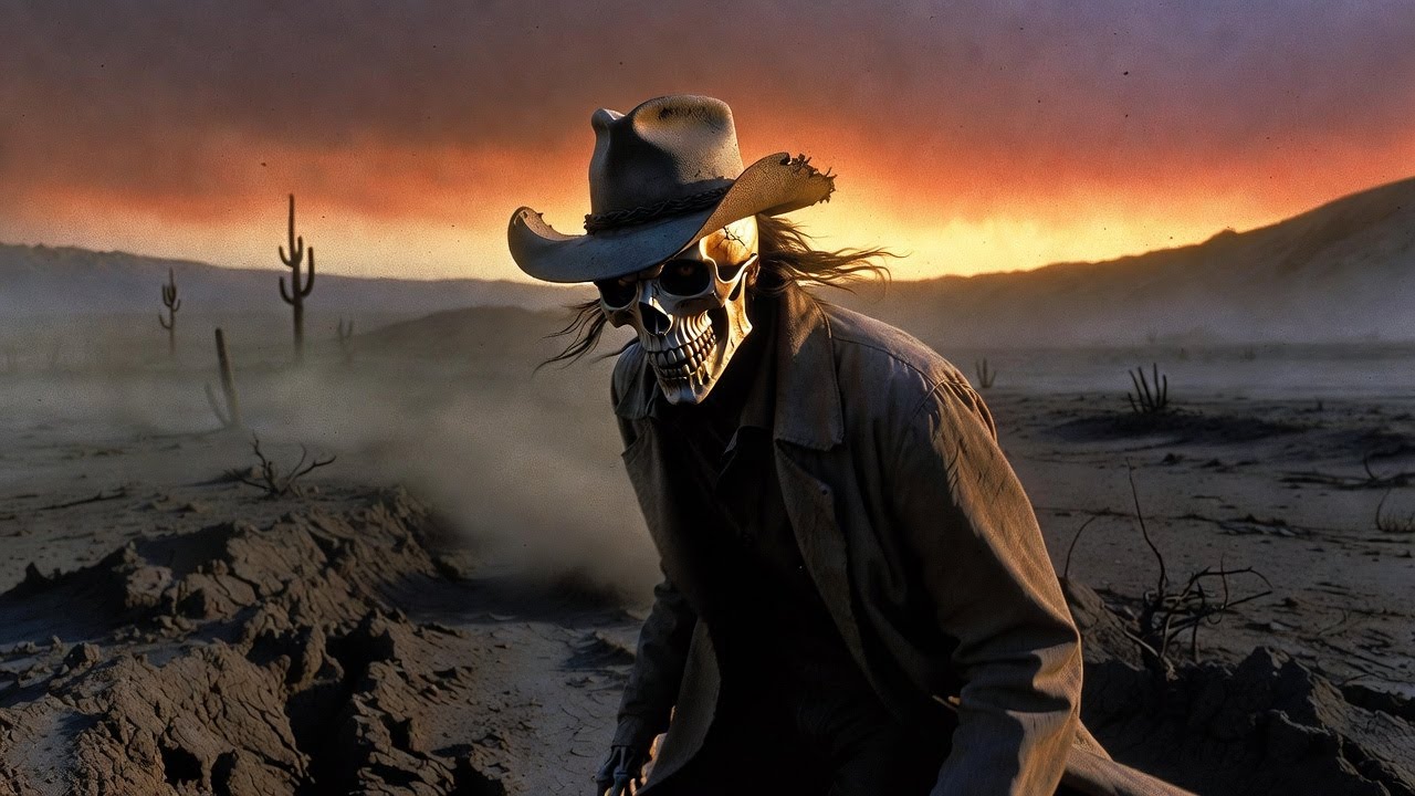 💀🌵 Dark Country Outlaw — The Skull Cowboy in the Dead Desert