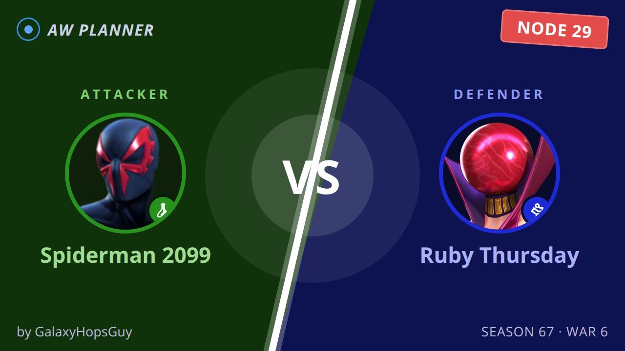 S67 War 6: Spiderman 2099 vs 29 Ruby Thursday