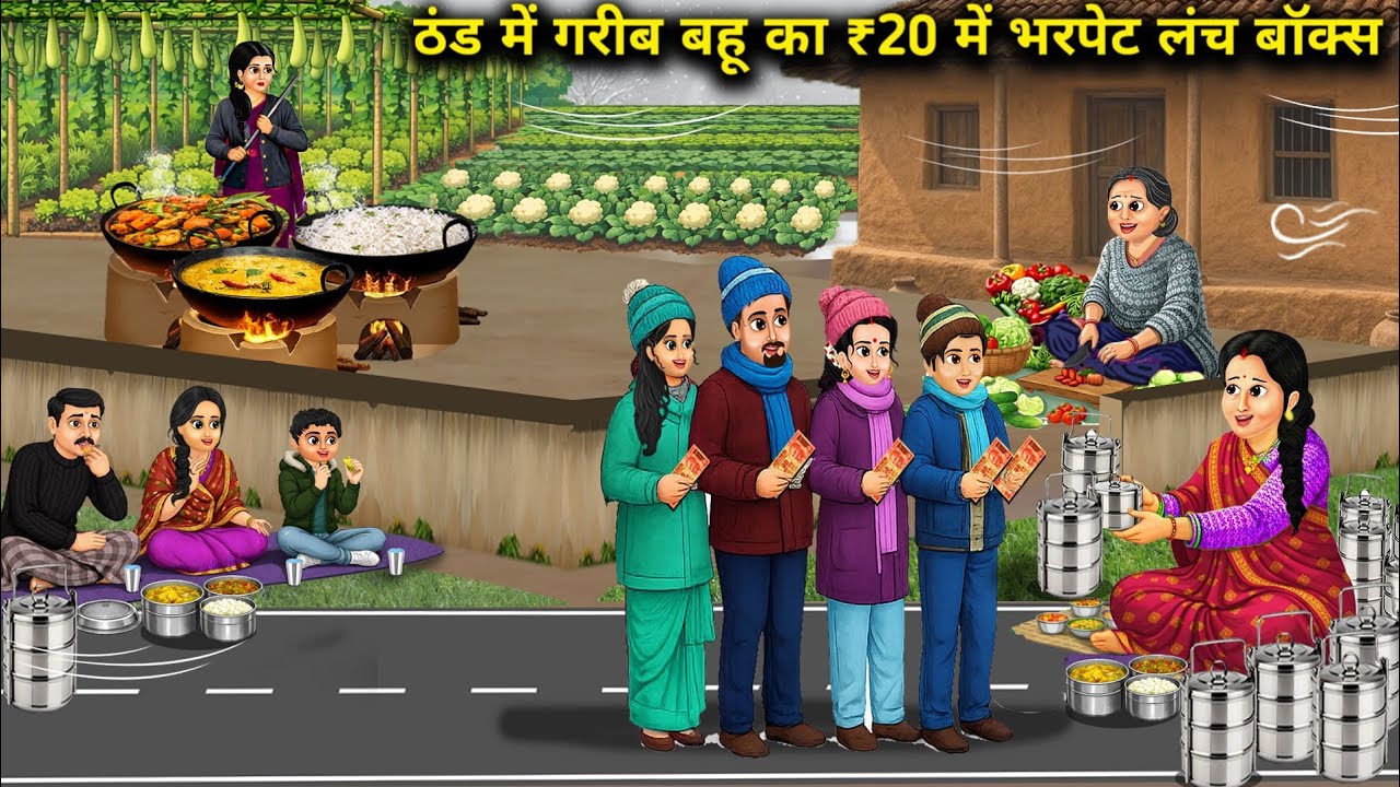 ठंड में गरीब बहू का ₹20 में भरपेट लंच बॉक्स | A poor daughter-in-law gets a full lunch|Cartoon Video