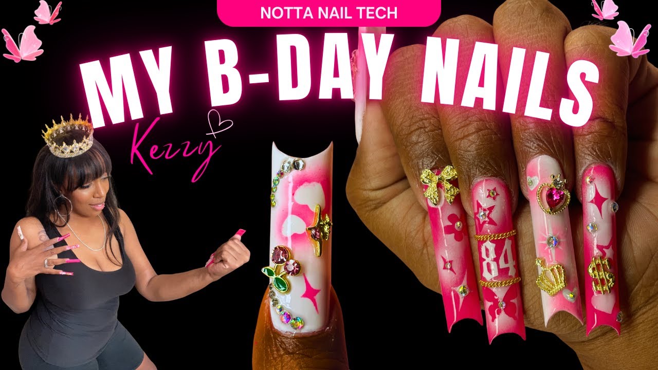 DIY Glam Birthday Nails ✨ | Saviland Airbrush Gel + NOVO OVO Half Moon Tips