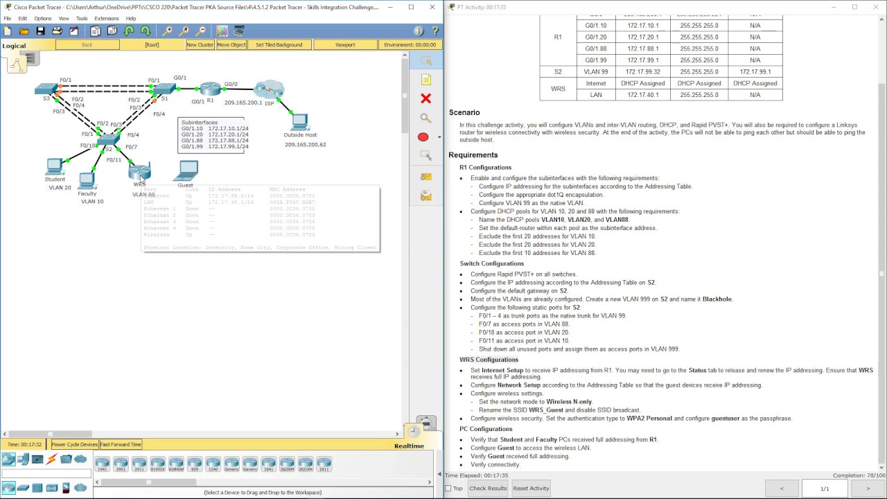 Lab 4.5.1.2 Packet Tracer - Skills Integration Challenge