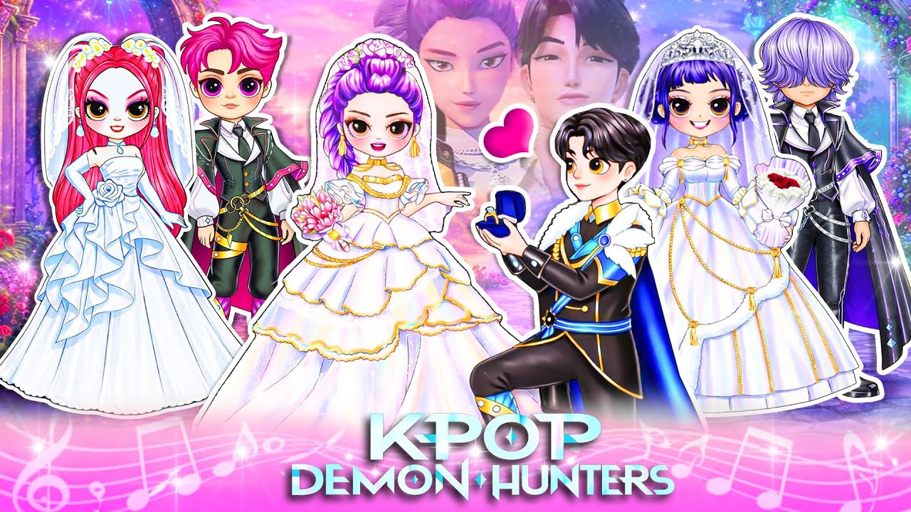 Huntrix & Saja Boys Wedding Fashion Glow Up! 💖| K-Pop Demon Hunters | DIY Fashion Mira Dolls