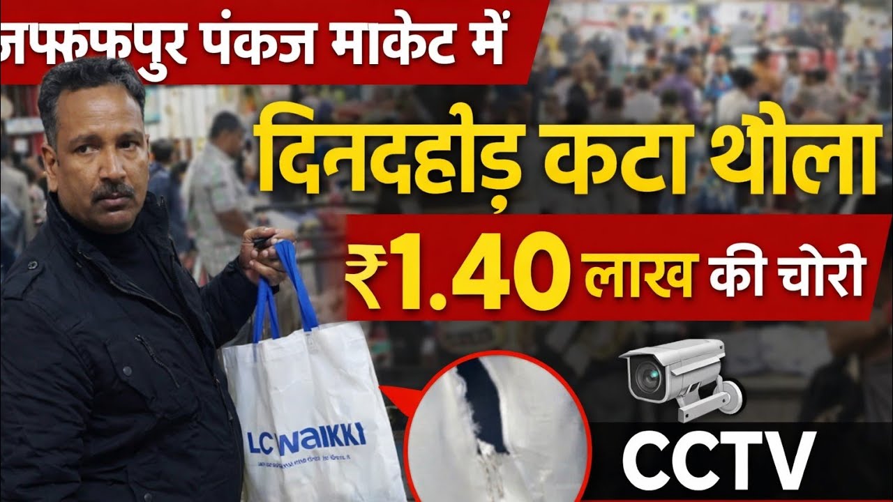 मुजफ्फरपुर पंकज मार्केट में दिनदहाड़े थैला काटकर ₹1.40 लाख की चोरी, CCTV खंगाल रही पुलिस।