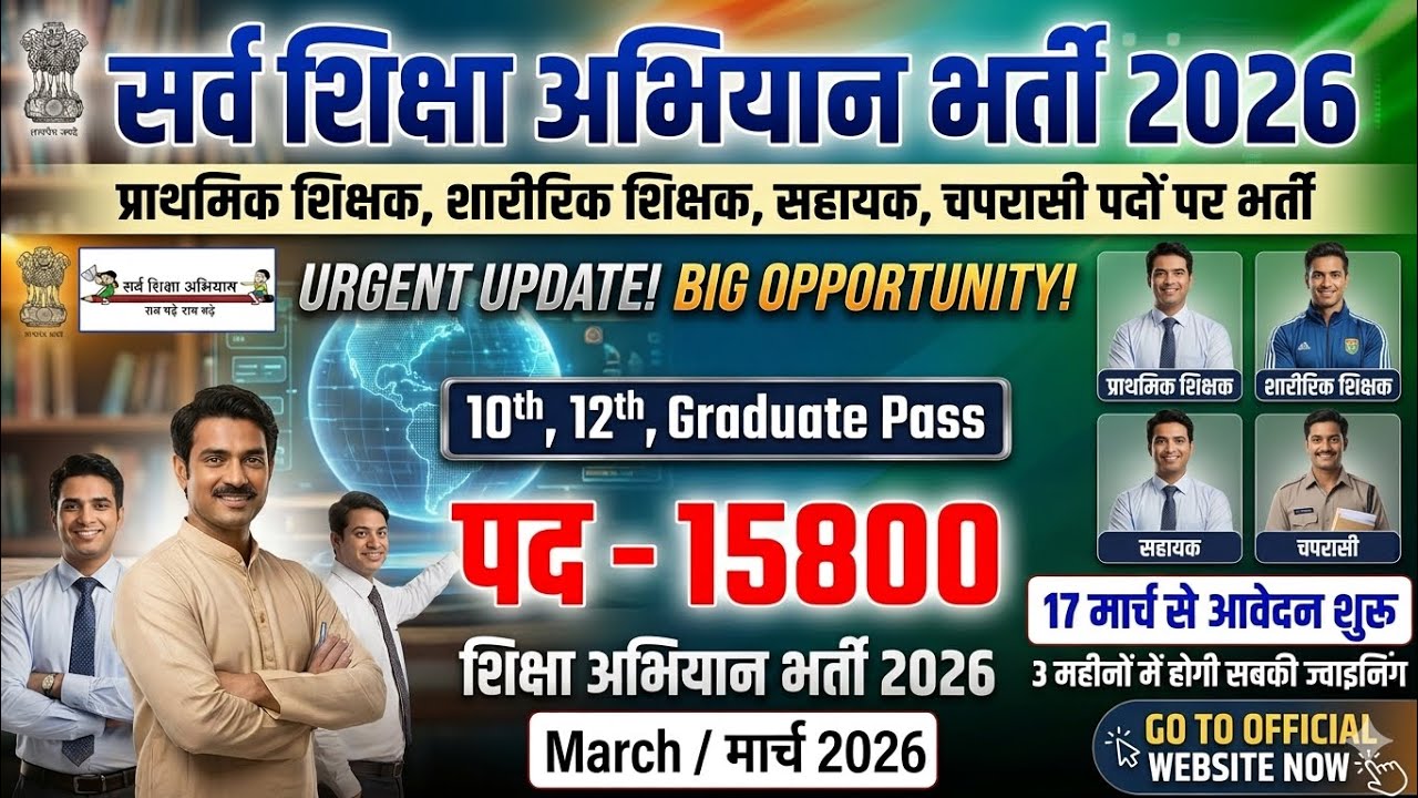 primary teacher recruitment 2026| sarv siksha abhiyan Bharti 2026 | new vacancy 2026