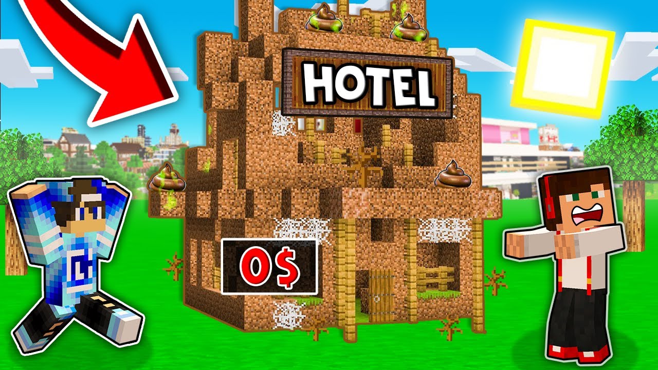 NOCUJEMY W NAJGORSZYM HOTELU ZA 0$ W MINECRAFT?! GPLAY & LAKI