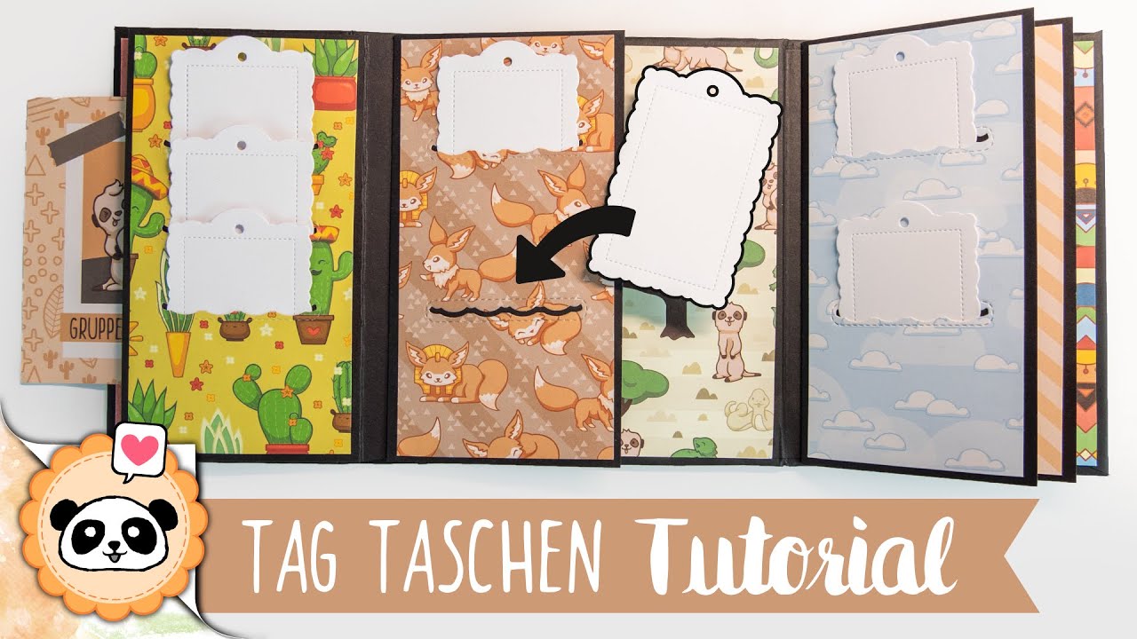 Integrierte Tag Taschen Schlitze OHNE AUSMESSEN | Gatefold Fotofolio Mini-Album Tutorial | DEUTSCH