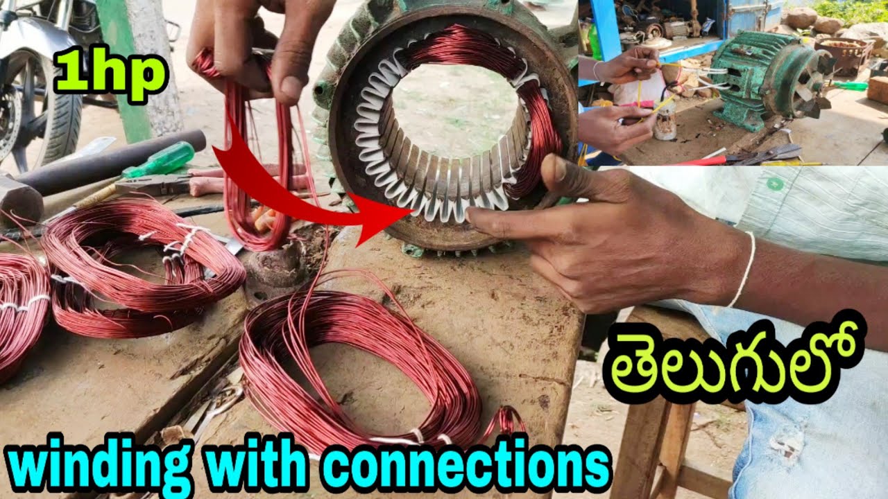 36 slot 1hp monoblock | motor winding with connection | Telugu part #2⚡⚡