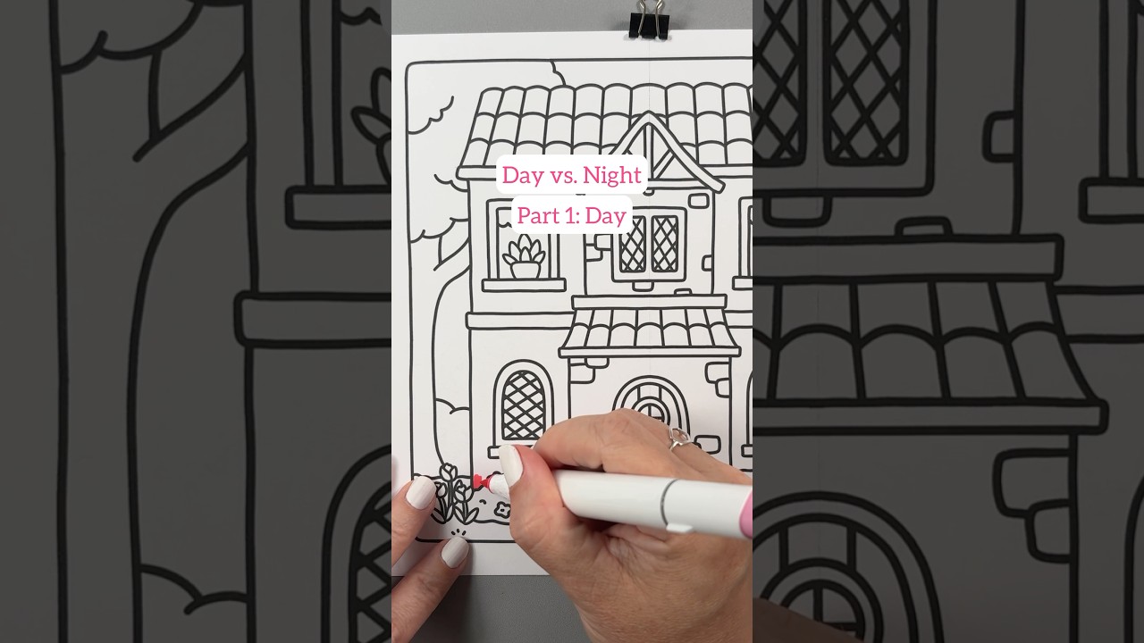 Alcohol Marker Coloring: Day vs. Night pt. 1 Day #coloringbook #coloringtutorial #colortube