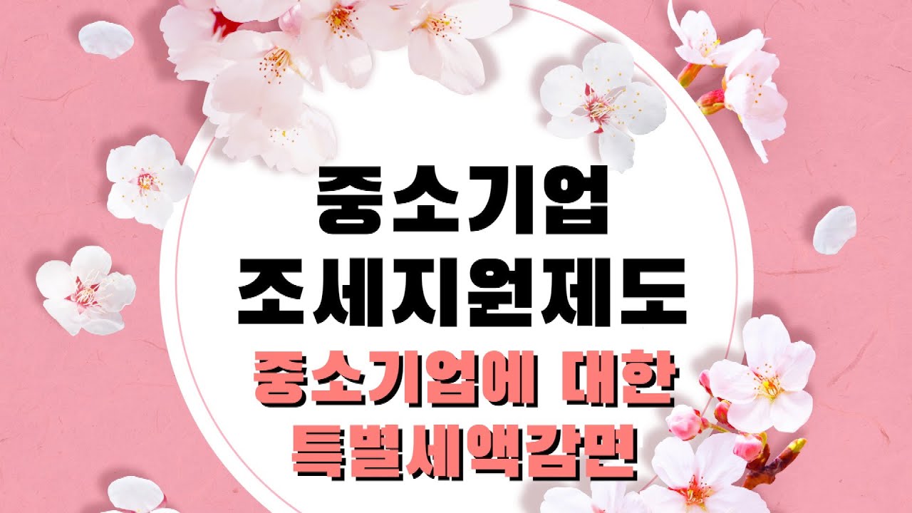 중소기업 조세지원제도법인 / 3. 중소기업에 대한 특별세액감면