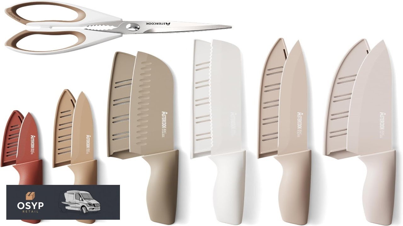 Astercook Knife Set 13 Pieces Kitchen Knives Set with Healthy Anti Rust Coating