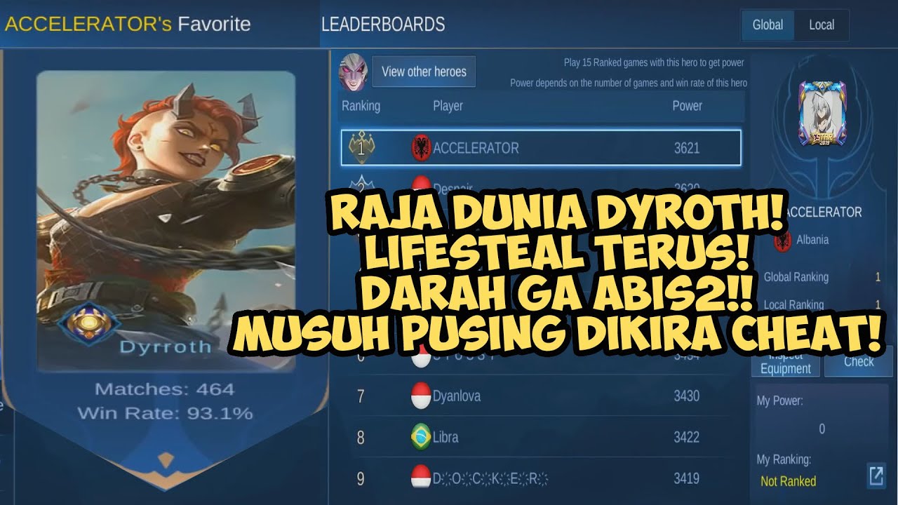 INI DIA RAJA DUNIA DYRROTH! CHEAT KAH? MUSUH PUSING LIAT DARAH GA ABIS2!! #NGOBEL