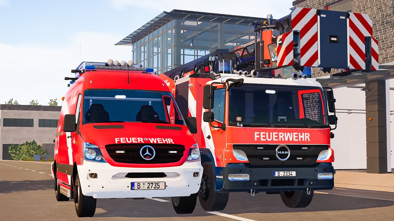 Emergency Call 112 – Berliner Fire Brigade Truck & Firefighters Responding | Simulation 4K