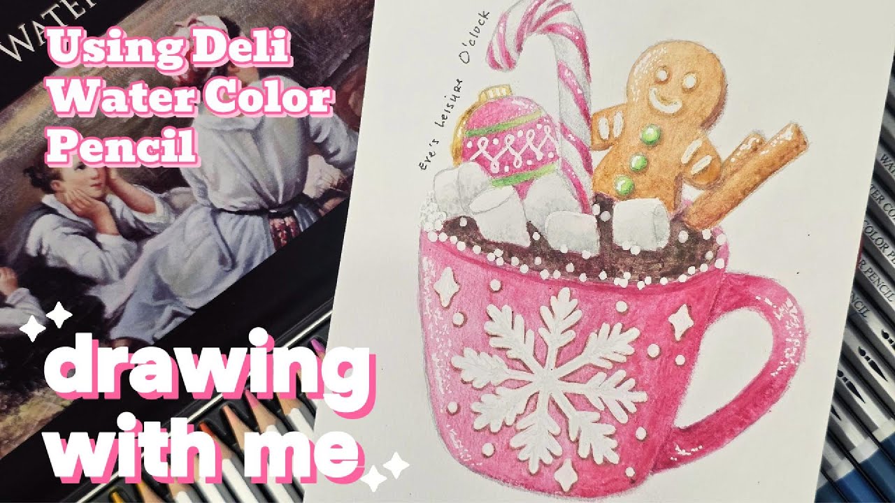 Drawing With Me : Cozy Winter Drinks - A Cup of Hot Choco With Lots of Cute Toppings !