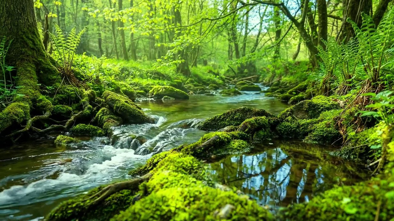 Relaxing Nature Sounds, Flowing Stream and Birds Singing, Calming Water Sounds for Sleep ASMR