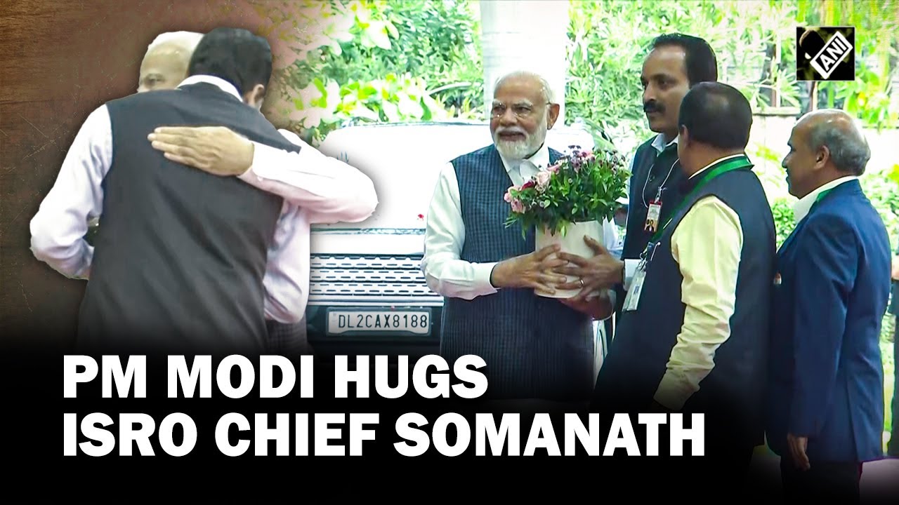 PM Modi hugs ISRO Chief S Somanath, meets scientists in Bengaluru involved in Chandrayaan-3 mission